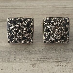 Lois Hill Sterling Silver Caviar Scroll Stud Earrings 925 Bali